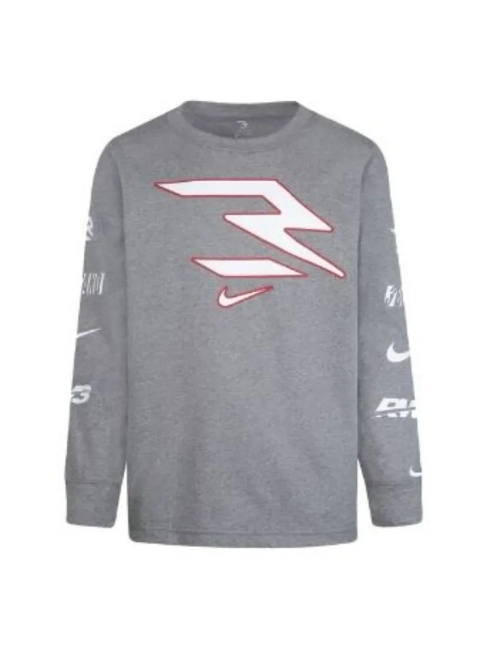 Nike Size L (12-13 Yrs) Boys' 3Brand Long-Sleeve Grey Icon Tee. New With Tags